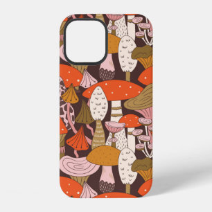 Hand drawn seamless pattern of mushroom and toadst iPhone 12 case