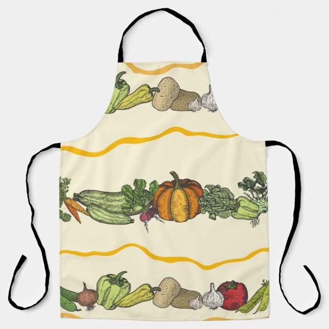 Hand drawn seamless pattern of natural vegetables  apron (Front)