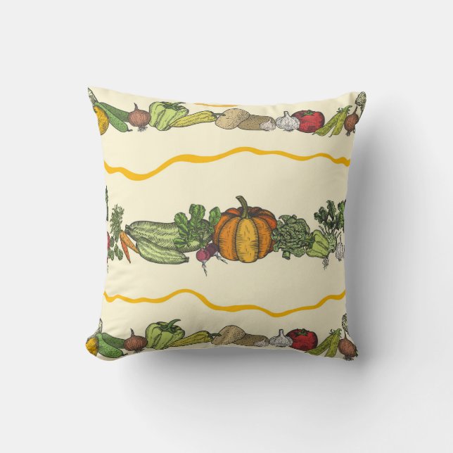Hand drawn seamless pattern of natural vegetables  cushion (Front)