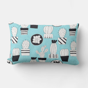 Hand drawn seamless pattern with cactus and succul lumbar cushion