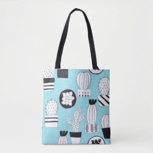 Hand drawn seamless pattern with cactus and succul tote bag