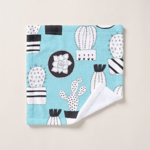 Hand drawn seamless pattern with cactus and succul wash cloth