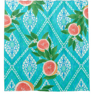 Hand drawn seamless pattern with grapefruit leaves shower curtain