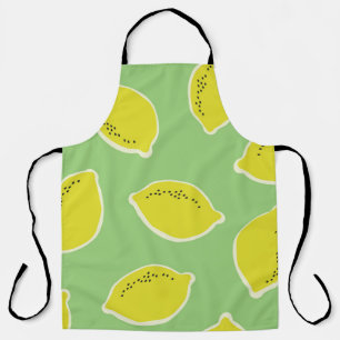 Hand drawn seamless pattern with lemons in yellow, apron