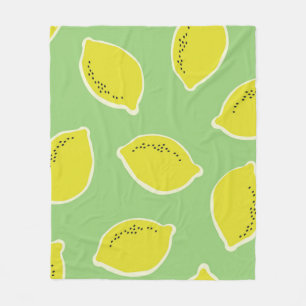 Hand drawn seamless pattern with lemons in yellow, fleece blanket