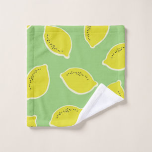 Hand drawn seamless pattern with lemons in yellow, wash cloth