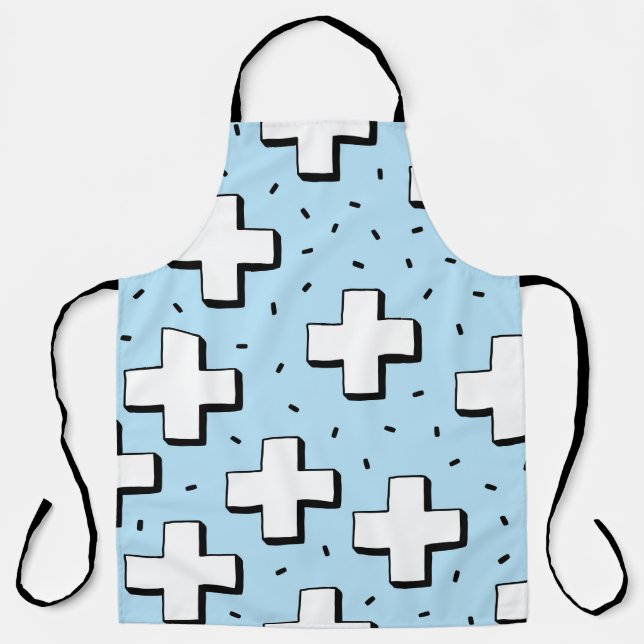 hand drawn seamless pattern with plus signs apron (Front)