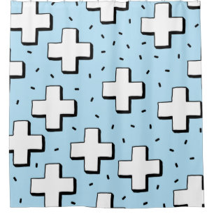 hand drawn seamless pattern with plus signs shower curtain
