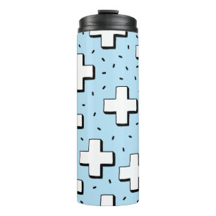 hand drawn seamless pattern with plus signs thermal tumbler