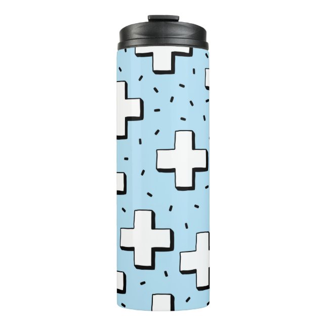 hand drawn seamless pattern with plus signs thermal tumbler (Front)