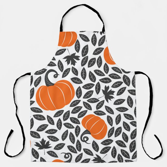 Hand drawn seamless pattern with pumpkins and leav apron (Front)