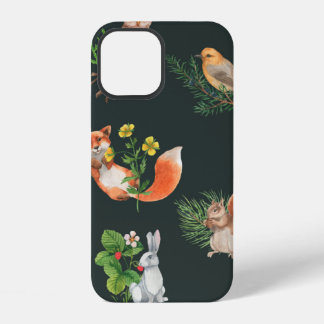 Hand drawn seamless pattern with watercolor forest iPhone 12 case