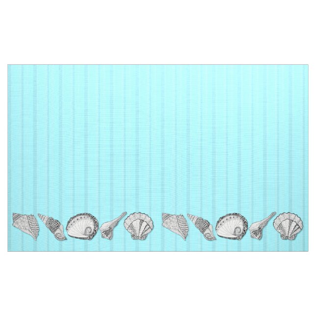 Hand Drawn Seashell Beach Decor DIY Colour Fabric (Yard)
