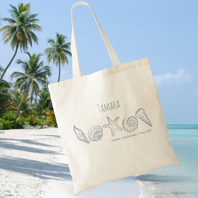 Hand Drawn Seashells and Star Fish Bachelorette Tote Bag (Creator Uploaded)