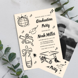Hand Drawn Senior Graduation Invitation Template,