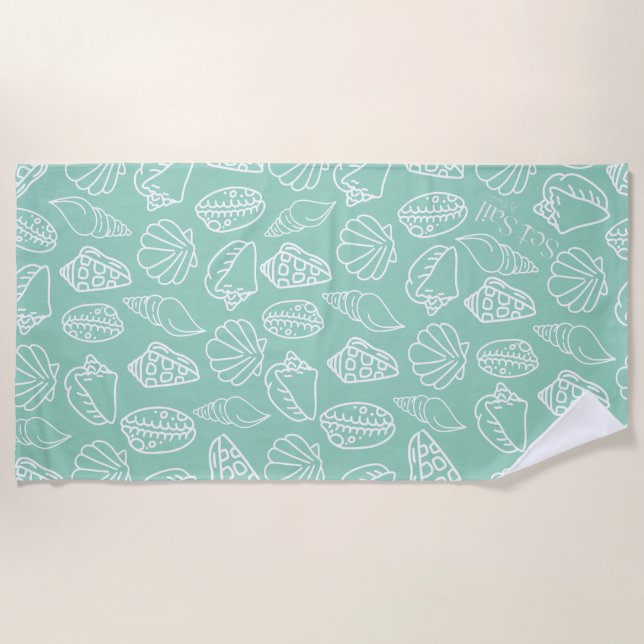 Hand-drawn Shell Patterned Beach Towel (Front)