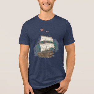Hand Drawn Ship Tri-Blend Shirt
