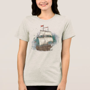 Hand Drawn Ship Tri-Blend Shirt