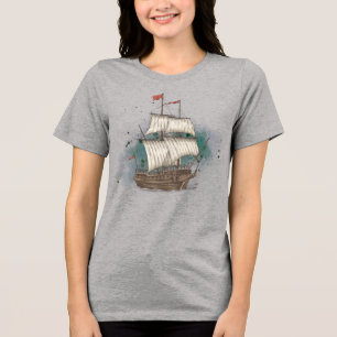 Hand Drawn Ship Tri-Blend Shirt