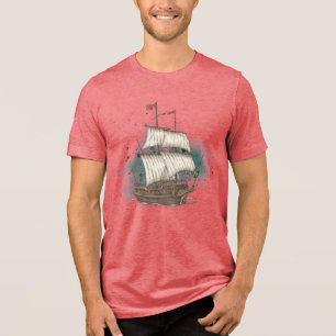 Hand Drawn Ship Tri-Blend Shirt
