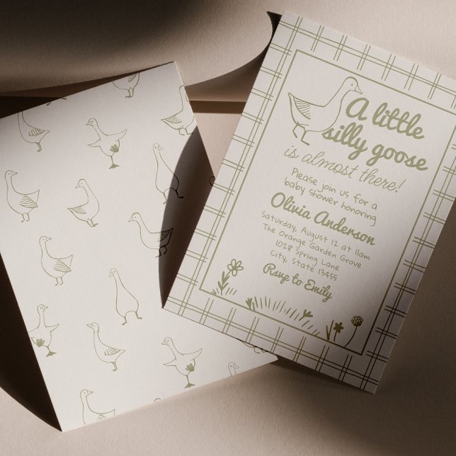 Hand Drawn Silly Goose Gender Neutral Baby Shower Invitation (Creator Uploaded)
