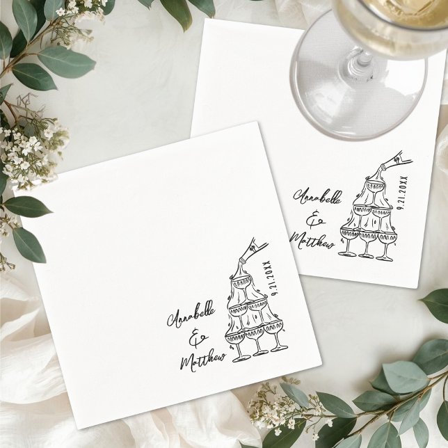 Hand Drawn Simple Cocktail Wedding Napkin (Hand Drawn Simple Cocktail Wedding Napkins)
