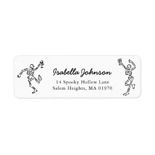 Hand Drawn Skeletons Halloween Return Address Label