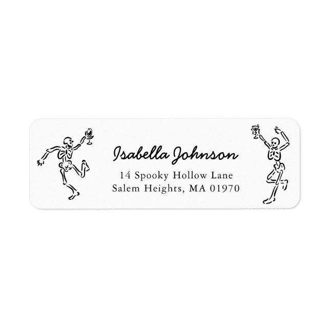 Hand Drawn Skeletons Halloween Return Address Label (Front)