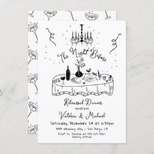 Hand Drawn Sketc The Night Before Rehearsal Dinner Invitation