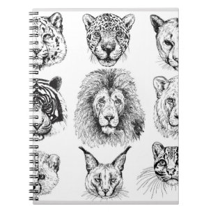 Hand Drawn Sketch Animal Portraits Notebook