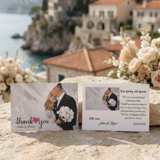 Hand Drawn Sketch Heart Photo Overlay Thank You Card