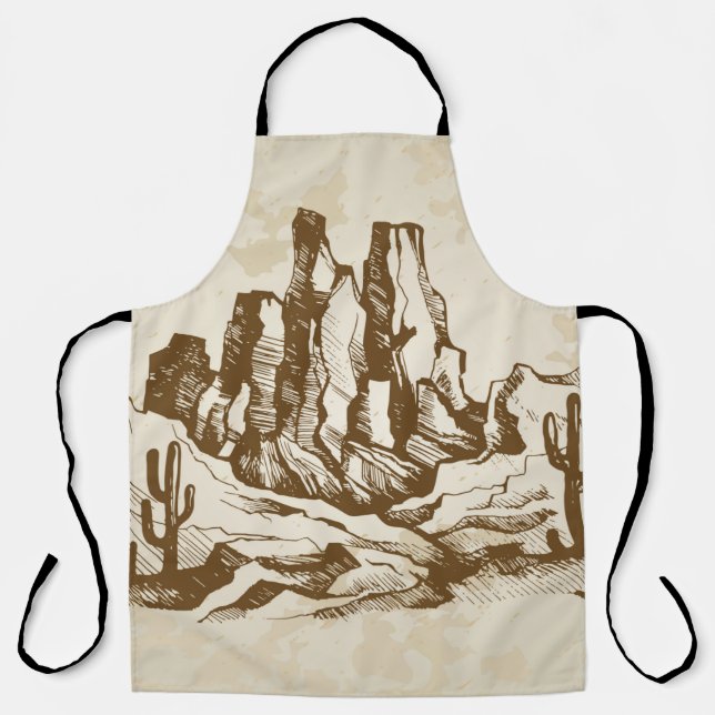 Hand-drawn sketch. Typical landscape desert of Ari Apron (Front)