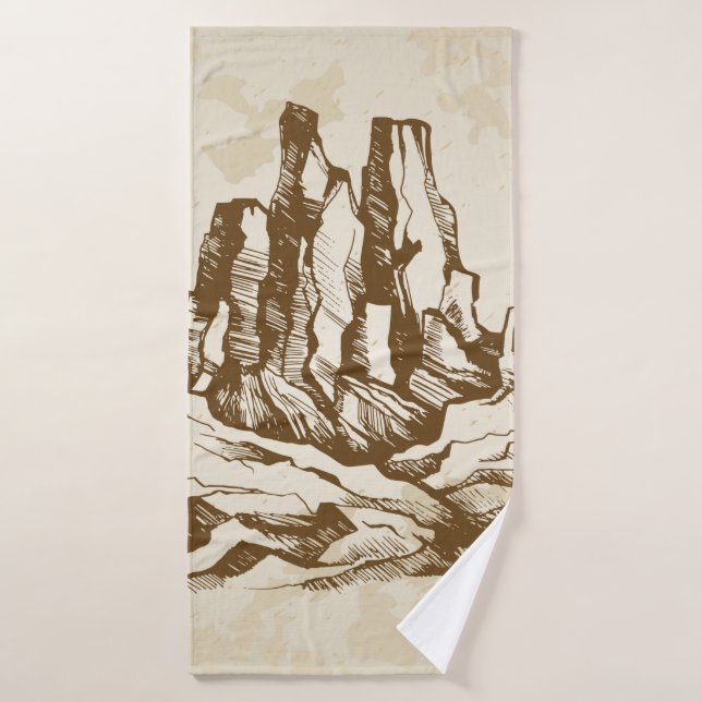Hand-drawn sketch. Typical landscape desert of Ari Bath Towel (Bath Towel)