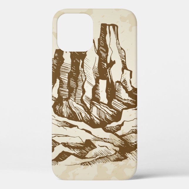Hand-drawn sketch. Typical landscape desert of Ari Case-Mate iPhone Case (Back)