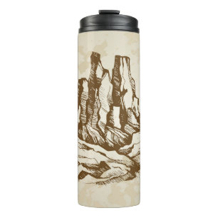 Hand-drawn sketch. Typical landscape desert of Ari Thermal Tumbler