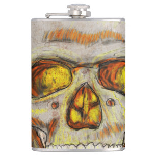 Hand Drawn Skull Hip Flask