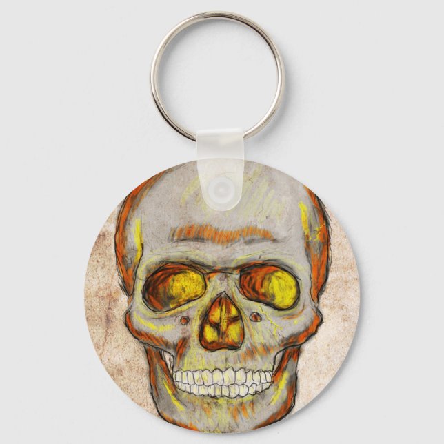 Hand Drawn Skull Key Ring (Front)