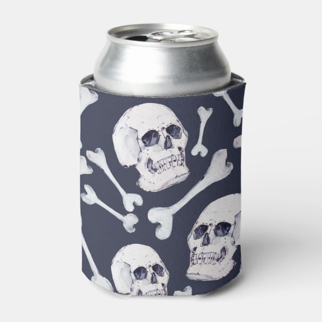 Hand Drawn Skull Pattern Can Cooler (Can Front)