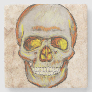 Hand Drawn Skull Stone Coaster