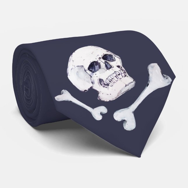Hand Drawn Skull Tie (Rolled)