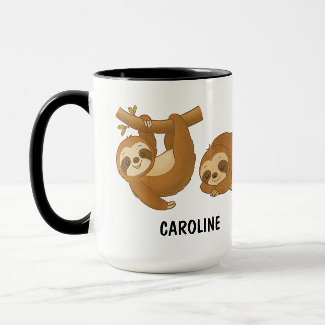 Hand Drawn Sloth Custom Cute Mug (Left)