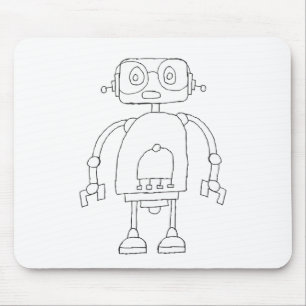 Hand Drawn Smart Simple Robot Drawing Mouse Pad