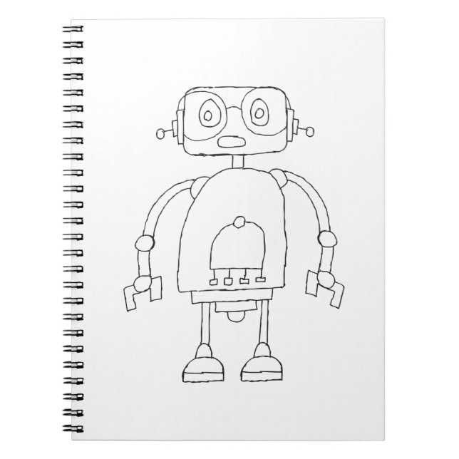 Hand Drawn Smart Simple Robot Drawing Notebook (Front)