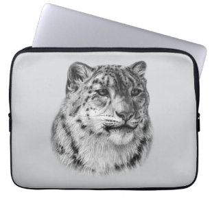 Hand Drawn Snow Leopard Laptop Sleeve