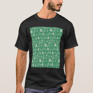 Hand Drawn Snowflake Blizzard With Imp Green Backg T-Shirt
