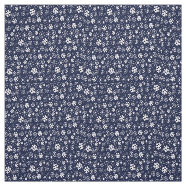 Hand Drawn Snowflake Blizzard With Navy Classic Bl Fabric (Swatch)