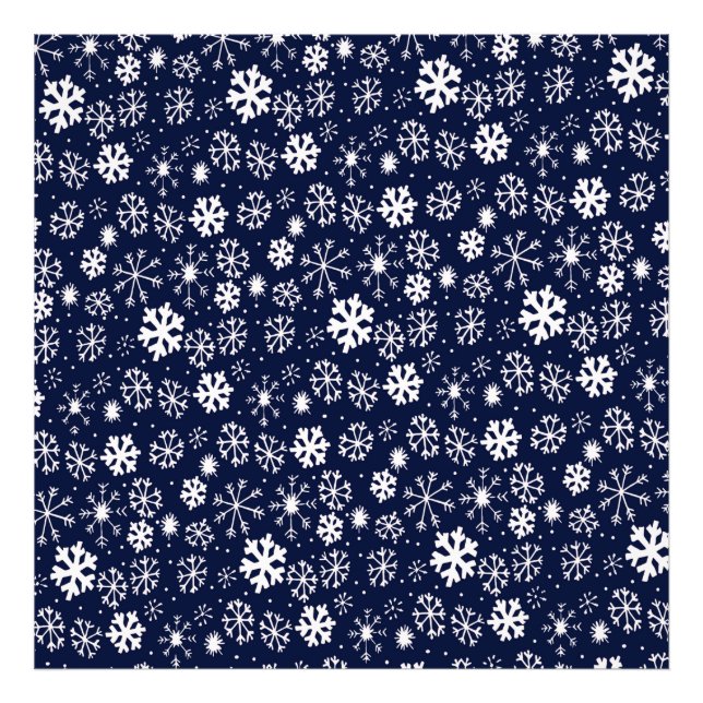 Hand Drawn Snowflake Blizzard With Navy Classic Bl Photo Print (Front)