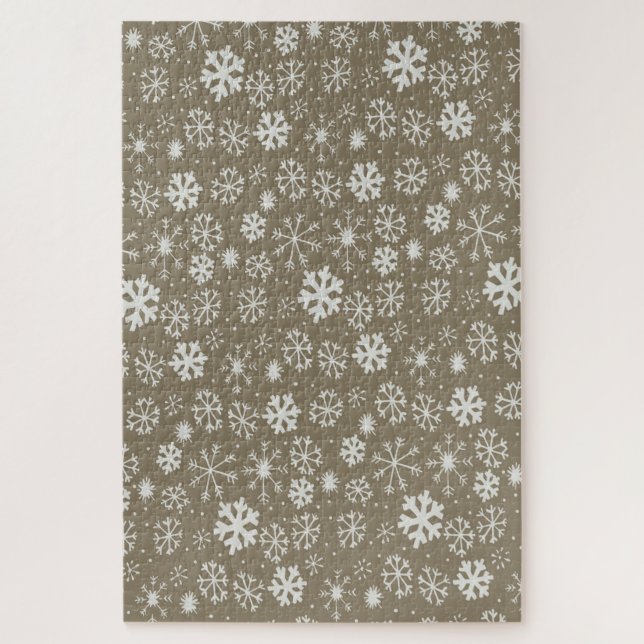 Hand Drawn Snowflake Blizzard With Platinum Backgr Jigsaw Puzzle (Vertical)