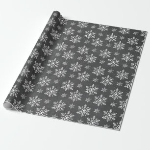 Hand Drawn Snowflakes Chalkboard Holiday Wrapping Paper