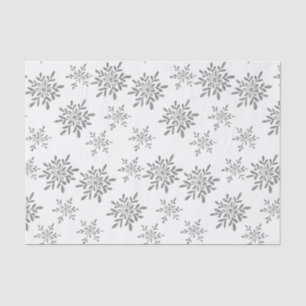 Hand Drawn Snowflakes Silver Glitter Holiday Tissue Paper